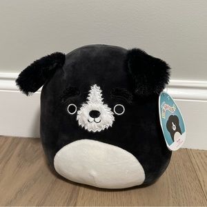 NWT Squishmallows 7.5” Plush Black and White Dog - Paulie